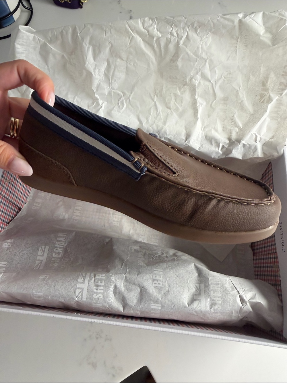 Ben Sherman Boys Tan Moccasin Slip-On Shoes – Size 2